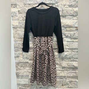 SHEIN Black and Leopard Long Sleeve Dress size L
See measurements